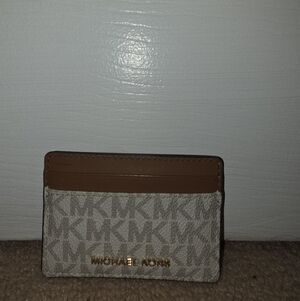 Michael Kors Brown and Cream Logo Card Holder